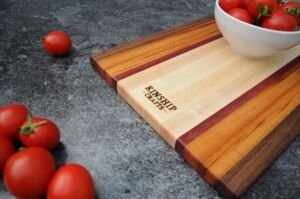 purple heart cutting board by kinship crafts